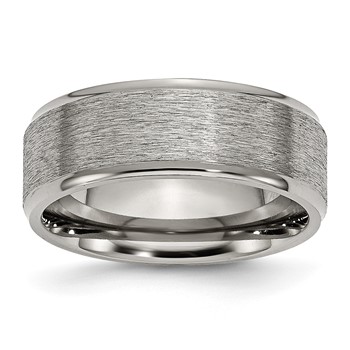 Chisel Titanium Brushed Center 8mm Ridged Edge Band