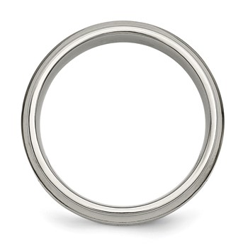Chisel Titanium Polished 1/5 Carat Diamond Ridged Edge 7mm Band — alternate view