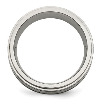 Chisel Titanium Brushed Polished and Enameled 1/4 Carat Diamond 9mm Band — alternate view