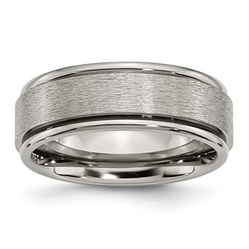 Chisel Titanium Brushed Center 8mm Ridged Edge Band