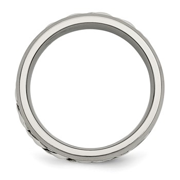 Chisel Titanium with Sterling Silver Inlay Polished 1pt. Diamond 7mm Band — alternate view