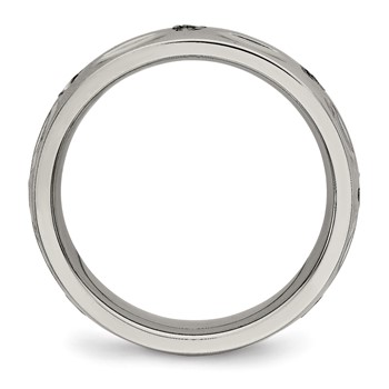 Titanium Polished with CZ 6mm Grooved Band — alternate view