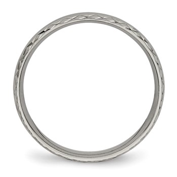 Chisel Titanium Polished Grooved 5mm Criss Cross Design Band — alternate view