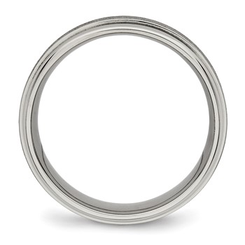 Chisel Titanium Brushed Center 7mm Ridged Edge Band — alternate view