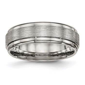 Chisel Titanium Brushed Center 7mm Ridged Edge Band