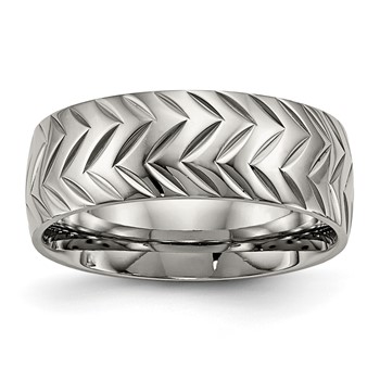 Chisel Titanium Polished Diamond Cut 8mm Band