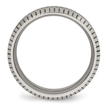 Titanium Polished Grooved and Textured 7mm Band — alternate view