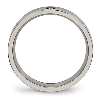 Chisel Titanium Polished with CZ 4mm Flat Comfort Fit Band — alternate view