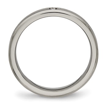 Titanium Polished with CZ 3.75mm Grooved Comfort Fit Band — alternate view