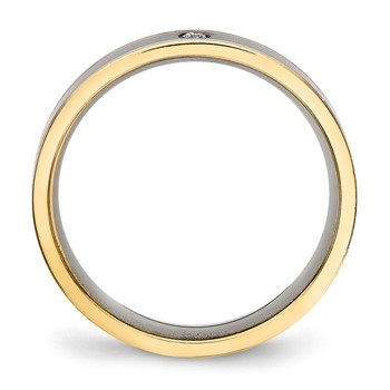 Chisel Titanium Polished Yellow IP-plated with CZ 5mm Grooved Comfort Fit Band — alternate view