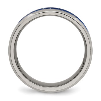 Chisel Titanium Polished with Blue Carbon Fiber Inlay 8mm Beveled Edge Band — alternate view