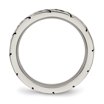 Chisel Titanium Polished with CZ 4mm Grooved Band — alternate view