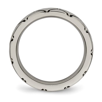 Titanium Polished Criss Cross 4mm Grooved Ring — alternate view