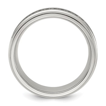 Chisel Titanium Polished with Brushed Center and CZ 7mm Band — alternate view