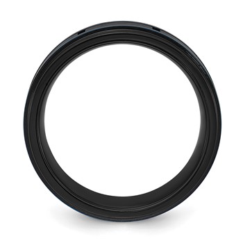 Chisel Titanium Brushed and Polished Black and Blue IP-plated 8mm Band — alternate view
