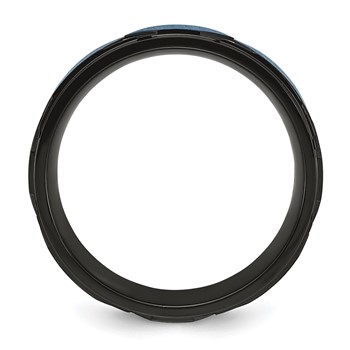 Chisel Titanium Brushed and Polished Black and Blue IP-plated 8mm Band — alternate view