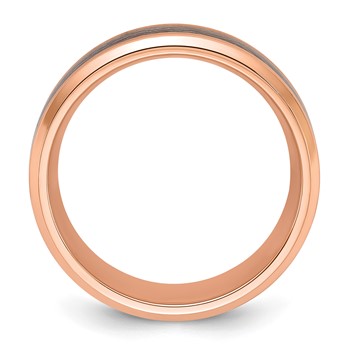 Chisel Titanium Polished Rose IP-plated Synthetic Leather Inlay in Clear Epoxy 8mm Band — alternate view