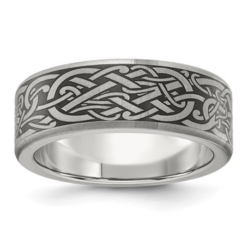 Chisel Titanium Brushed Laser Design 8mm Band