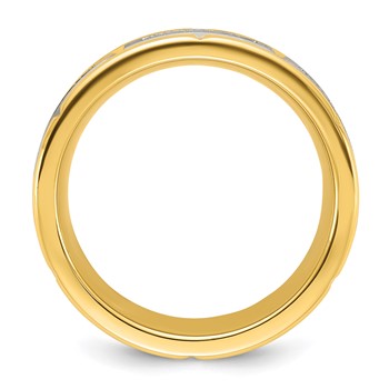 Chisel Titanium Polished with Brushed Center Yellow IP-plated CZ 8mm Band — alternate view