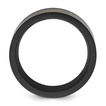 Chisel Titanium Polished Black IP-plated with Black and Gold Foil Inlay 8mm Band — alternate view