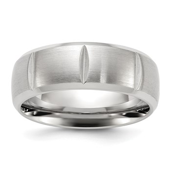 Chisel Titanium Brushed and Polished Grooved 8mm Band