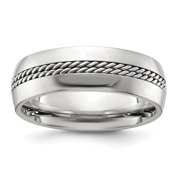Chisel Titanium Polished with Curb Chain Inlay 7mm Band