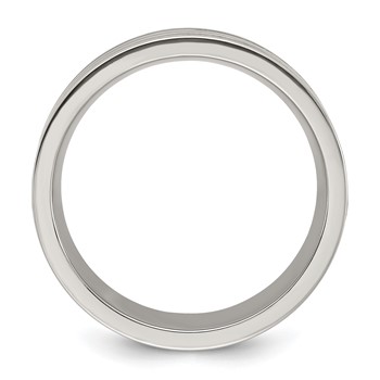 Chisel Titanium Polished with Black Resin and Wood Inlay 8mm Band — alternate view