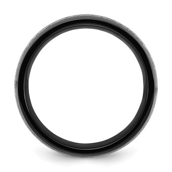 Chisel Titanium Polished Black IP-plated with Imitation Meteorite Inlay 8mm Band — alternate view