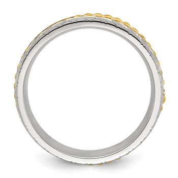 Chisel Titanium Polished and Textured Yellow IP-plated Center 6mm Band — alternate view
