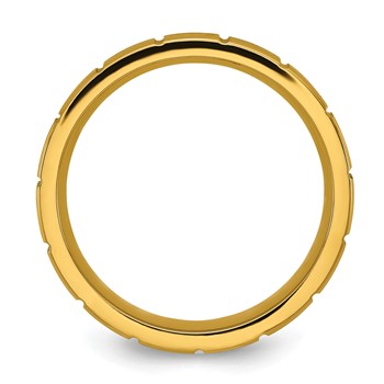 Chisel Titanium Polished Yellow IP-plated Grooved 6mm Band — alternate view