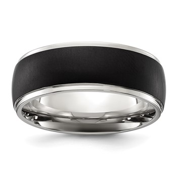 Chisel Titanium Polished with Brushed Black IP-plated Center 8mm Band