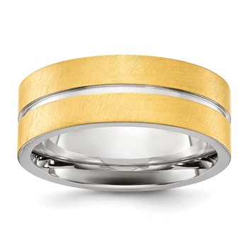 Chisel Titanium Brushed and Polished Yellow IP-plated 8mm Band