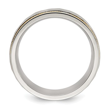 Chisel Titanium Brushed Polished and Hammered Yellow IP-plated 7mm Band — alternate view