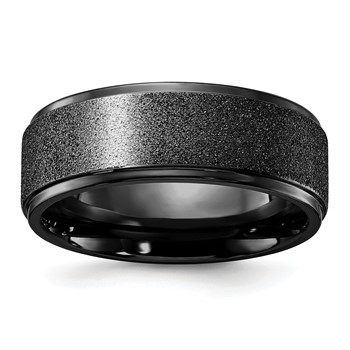 Chisel Titanium Polished Laser-cut Center Black IP-plated 8mm Band