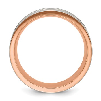 Chisel Titanium Brushed and Polished Rose IP-plated Stripes 8mm Band — alternate view