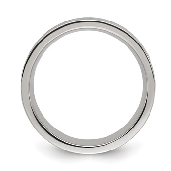 "Chisel Titanium Polished with Wood, Imitation Meteorite and Red Stone Inlay 8mm Band" — alternate view