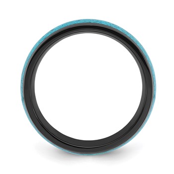 Chisel Titanium Polished Black IP-plated with Imitation Turquoise Inlay 8mm Band — alternate view
