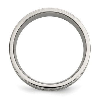 Chisel Titanium Polished with Sterling Silver Inlay Celtic Knot 8mm Flat Band — alternate view