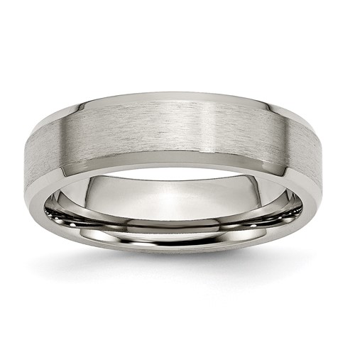 Titanium Brushed w/Polished and Beveled Edge 6mm Band