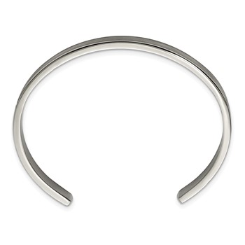 Chisel Titanium Brushed with Polished Edge 6.5mm Cuff Bangle — alternate view