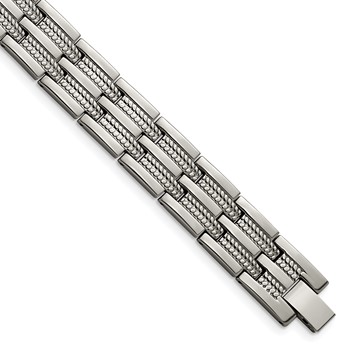 Chisel Titanium Polished and Textured 8.5 inch Link Bracelet