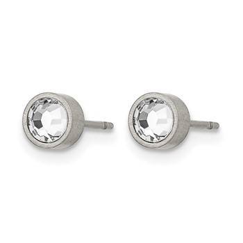 Chisel Titanium Brushed CZ 5mm Stud Earrings — alternate view