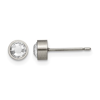 Chisel Titanium Brushed CZ 5mm Stud Earrings