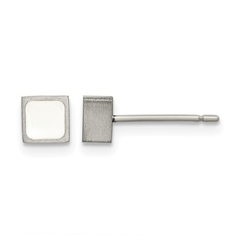 Chisel Titanium Brushed with White Enamel Square Post Earrings