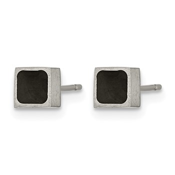 Chisel Titanium Brushed with Black Enamel Square Post Earrings — alternate view