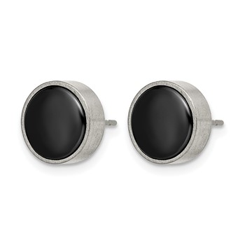 Chisel Titanium Brushed with Black Ceramic Circle Post Earrings — alternate view