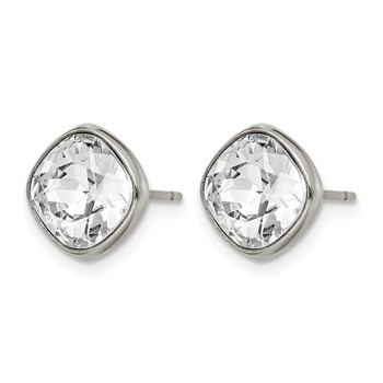 Chisel Titanium Polished Faceted Crystal Square Post Earrings — alternate view