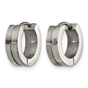 Chisel Titanium Brushed and Polished 4mm Huggie Hoop Earrings — alternate view