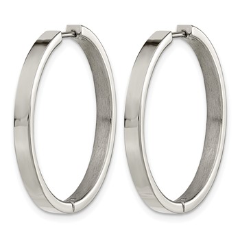 Chisel Titanium Polished 2.8mm Hinged Hoop Earrings — alternate view