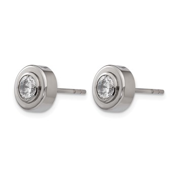 Chisel Titanium Polished CZ Post Earrings — alternate view